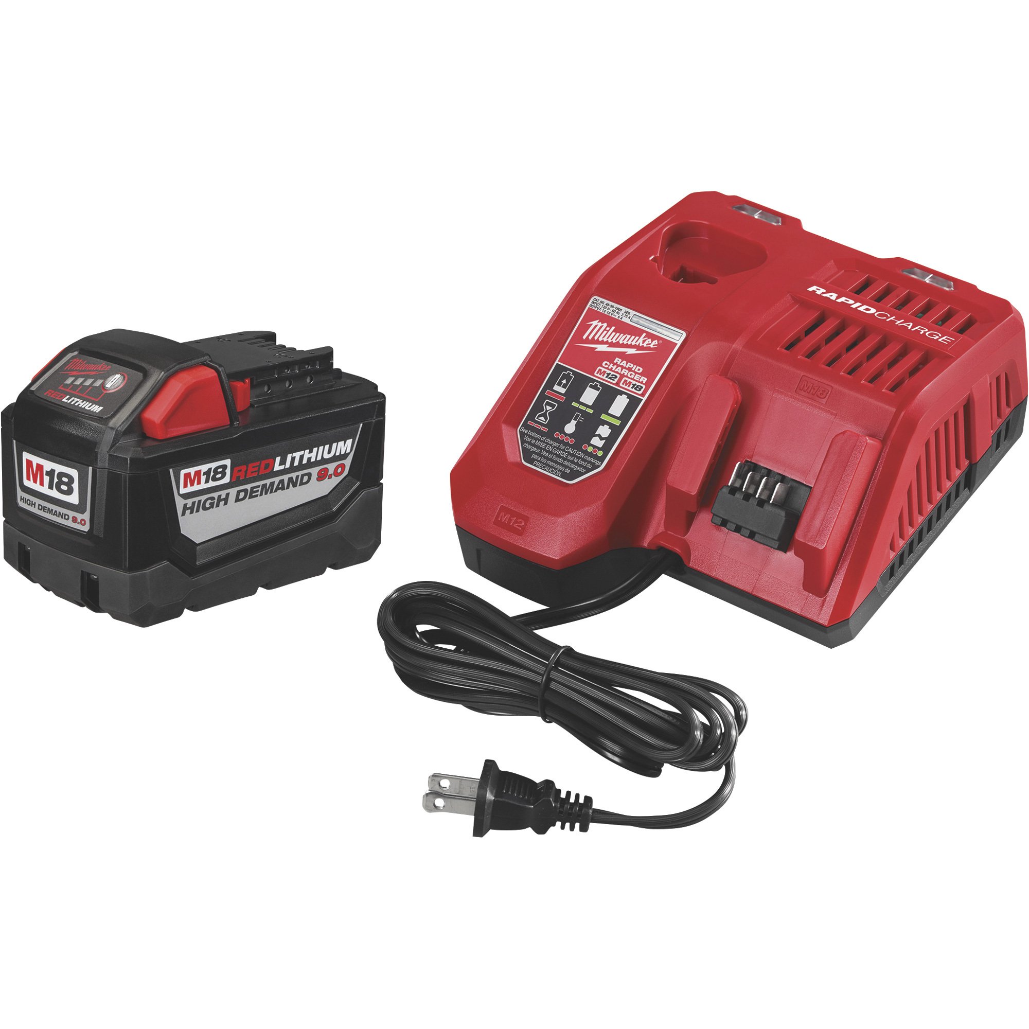 Milwaukee M18 RedLithium High Demand 9.0 System Starter Kit — One Battery and Rapid Charger, Model# 48-59-1890